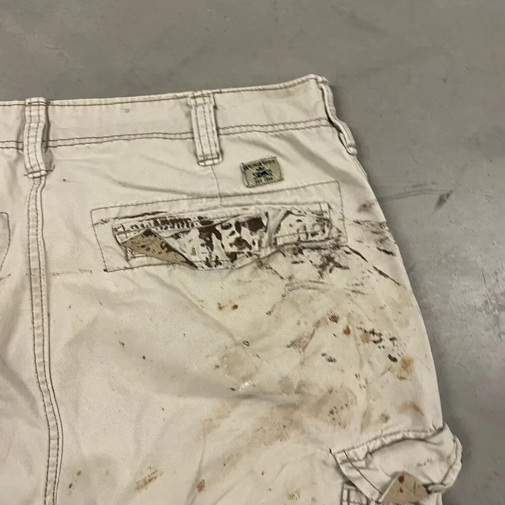 Y2K thrashed cargo board shorts 34